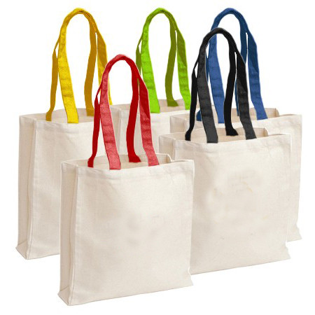 CB180765 12oz Canvas Bag Colour Handle 35cm(H) x 35cm(L) x 10cm(G) 