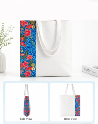CBO306476 12oz Canvas Bag with Batik Pattern 40cm(H) x38cm(L)