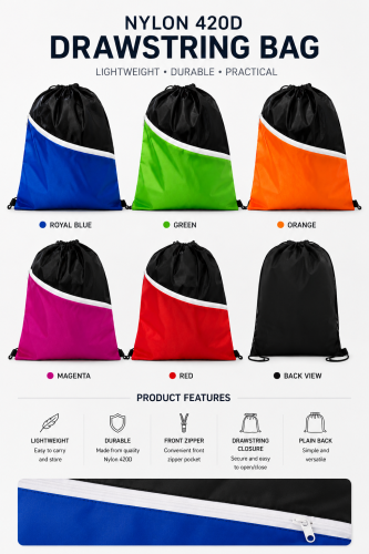 BGSL1241 Nylon 420D Drawstring Bag 34cm(L) x 40cm(H) 