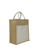 BJJB0433 Jute Bag With Canvas Pocket 35cm X 30cm X 15cm - BJJB0433 Jute Bag With Canvas Pocket 35cm X 30cm X 15cm
