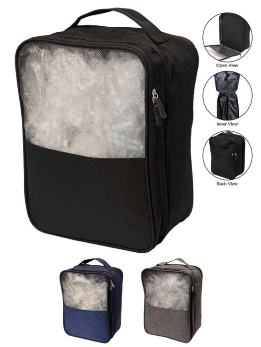 BGMB5483 Travel Organiser Pouch with Mesh Multipurpose Bag 2 Tone Nylon &amp; Netting 