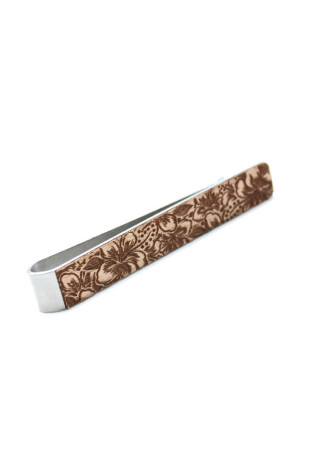 Bunga Raya Wooden Tie Clip 
