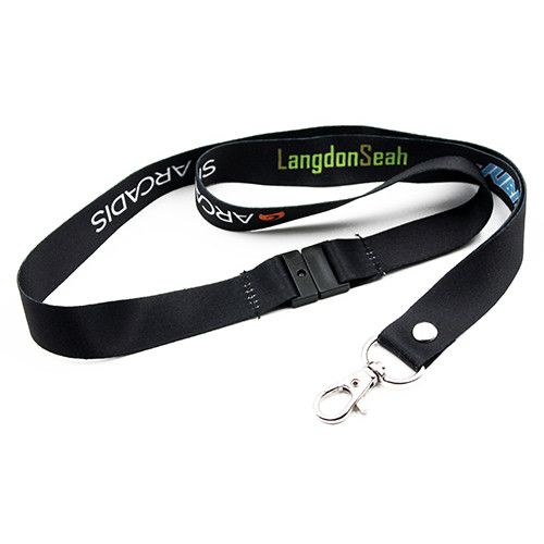 SSO01 20mm Polyester Heat Transfer Lanyard 2 Side With Safety Clip and Lobster Hook and Button Style 