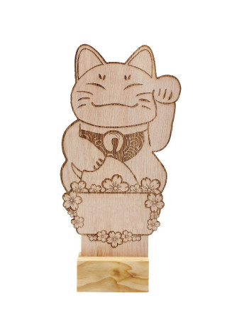 TPW923017 Japanese Fortune Cat Wooden Plaque