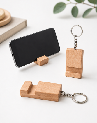 KWKC3362 Wooden Phone Stand Keychain