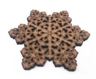 Snow Flake Wooden Coaster