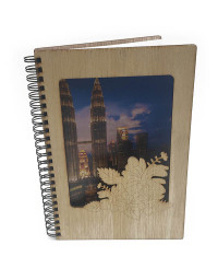 KLCC Petronas Twin Tower A5 Wooden Notebook 