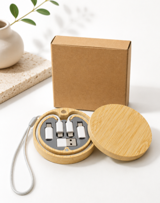 EGEP71100 Bamboo 5-in-1 Charging Cable Box 