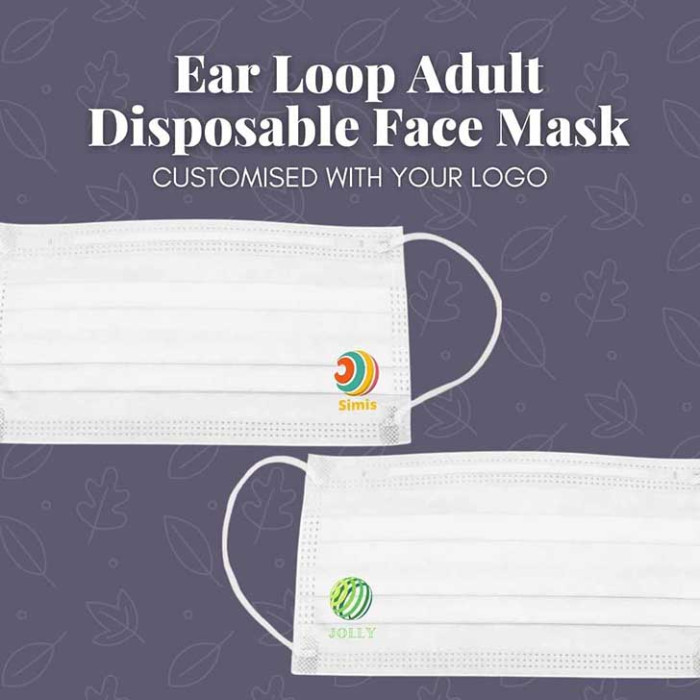 Custom 3 ply Adult Ear Loop Face Mask Disposable Adult 