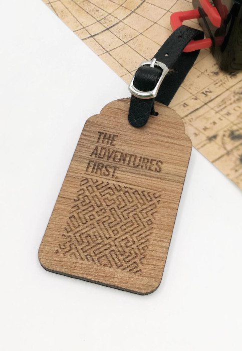 Wooden Luggage Bag Tag  Adventures 