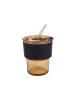HHG619017 400ml Glass Mug with PU Leather - HHG619017 400ml Glass Mug with PU Leather
