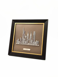 Minimalist Batik Line Art Malaysia Skyline Premium Frame Art