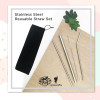 CT18120188 Stainless Steel Reusable Straw Set With Velvet Pouch - HH181201 Stainless Steel Reusable Straw Set