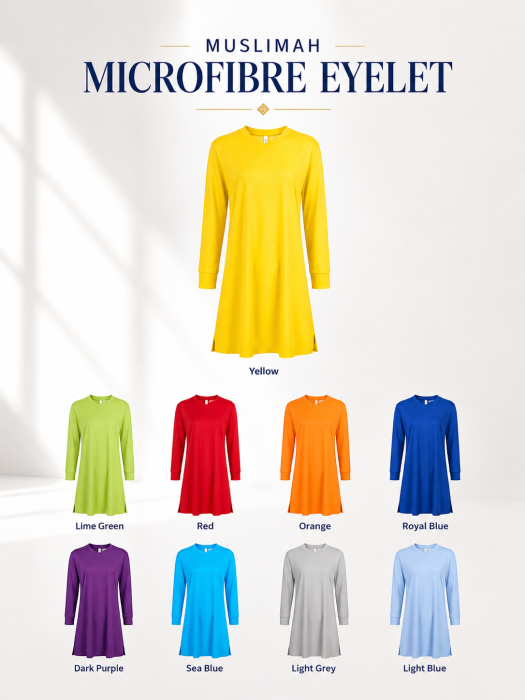 SK05 OREN Microfibre Eyelet V-Neck Long Sleeve Muslimah 