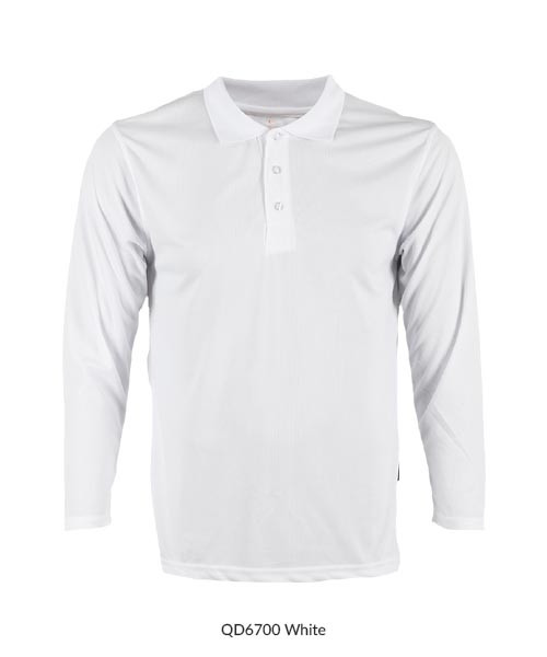 QD67 OREN Microfiber Eyelet Long Sleeve Polo Shirt 