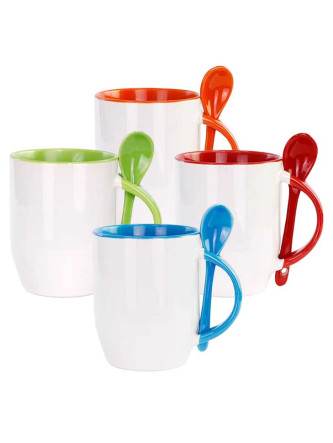 HHCR1645 High Grade Ceramic Mug with Coating and Spoon