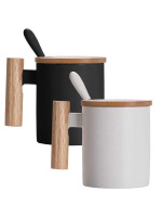 HHCR2352 High Grade Ceramic Mug with Bamboo Lid & Spoon