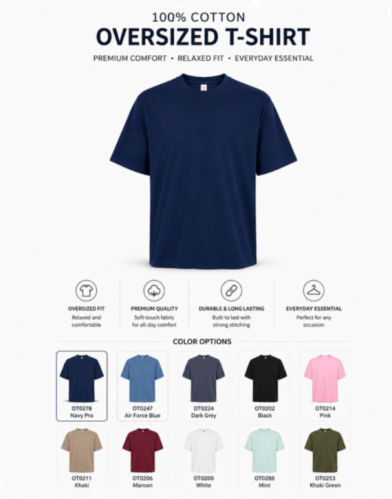 OT02 OREN Oversized T-shirts Round Neck 