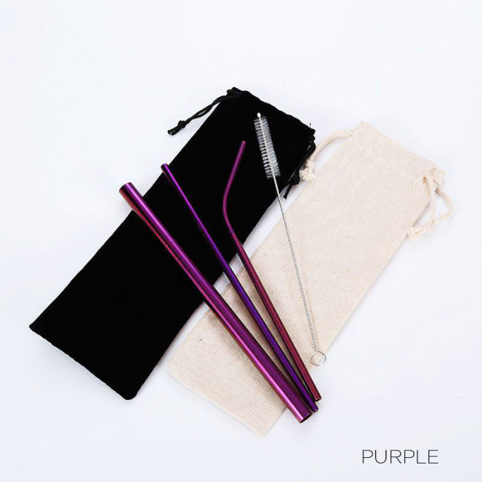 Purple Colored Stainless Steel Straws HH181202-PP  