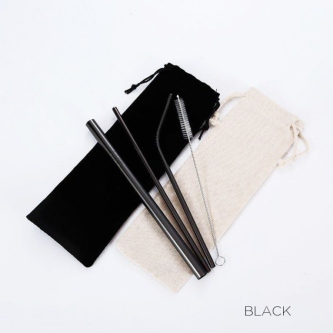 Black Colored Metal Straws HH181202-BK 