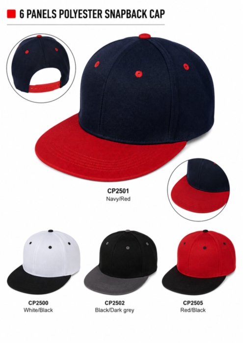 CP25 100% Polyester Snapback Caps 